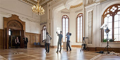 Ton und Bild laufen - Der Marmorsaal ist ausgeleuchtet und wird in Szene gesetzt. © 2014 Betrieb für Bau und Liegenschaften Mecklenburg-Vorpommern