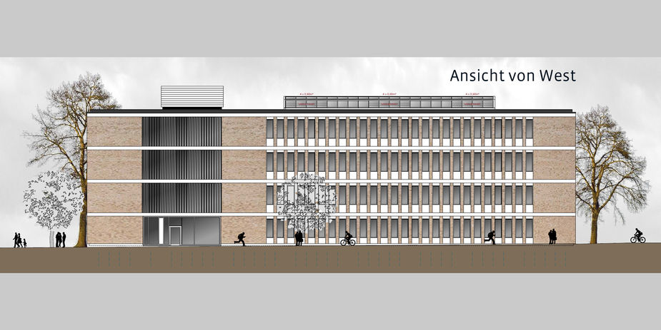 Ansicht von Westen: So wird das Gebäude nach seiner Fertigstellung 2018 aussehen. © 2016 Betrieb für Bau und Liegenschaften Mecklenburg-Vorpommern Ansicht von Westen: So wird das Gebäude nach seiner Fertigstellung 2018 aussehen. © 2016 Betrieb für Bau und Liegenschaften Mecklenburg-Vorpommern