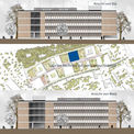 Blau markiert ist das Baufeld auf dem Campus  auf dem der Erweiterungsbau entstanden ist. © 2016 Betrieb für Bau und Liegenschaften Mecklenburg-Vorpommern