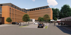 Computeranimation des geplanten Neubaus © 2018 Buttler Architekten GmbH Rostock