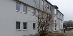 Blick aus SO auf das sanierte Gebäude Haus 1 © 2021 SBL Greifswald