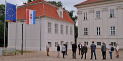 Finanzminister Reinhard Meyer besuchte die Baustelle nach Abschluss der Arbeiten. © 2021 SBL Schwerin