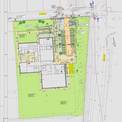 Lageplan - Der Grundriss des Neubaus inmitten der grün markierten Außenanlagen. © 2021 ICN Ingenieure GmbH