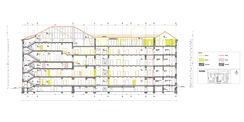 Planung - Gebäudeschnitt mit Kennzeichnung Abbruch und Neubau © 2015 KEBE + SCHOBERTH Dipl.-Ing. Arch. TU-SIA  Berlin