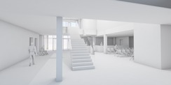Visualisierung Foyer - Eingang Nordwest © 2022 MHB Architekten + Ingenieure GmbH  Rostock