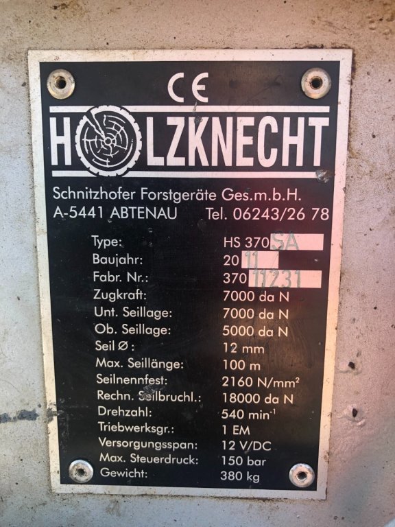Holzknecht HS 370 SA Getriebeseilwinde 190463665 © GM Bilder