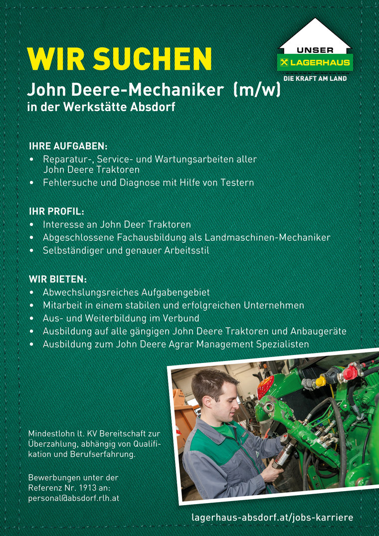 Stellenanzeige_1913 John Deere-Mechaniker © Archiv Stellenanzeige_1913 John Deere-Mechaniker © Archiv