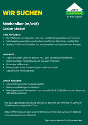 Stellenanzeige_2007 Mechaniker © Archiv Stellenanzeige_2007 Mechaniker © Archiv